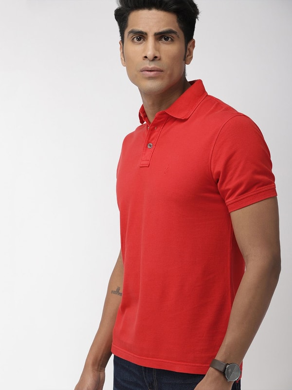 Mens Red Solids Regular Fit T-Shirt